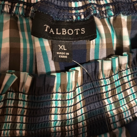 Talbots Blue and Green Plaid Top - Picture 2 of 2